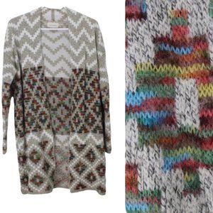 Debut Aztec multicolor Open Front Long cardigan- S